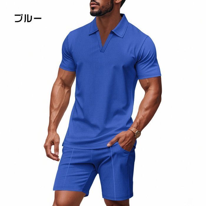 MBワッフルセットアップ（ジャケット×ショーツ） 上下セット ワッフル セットアップ メンズ 夏 無地 運動