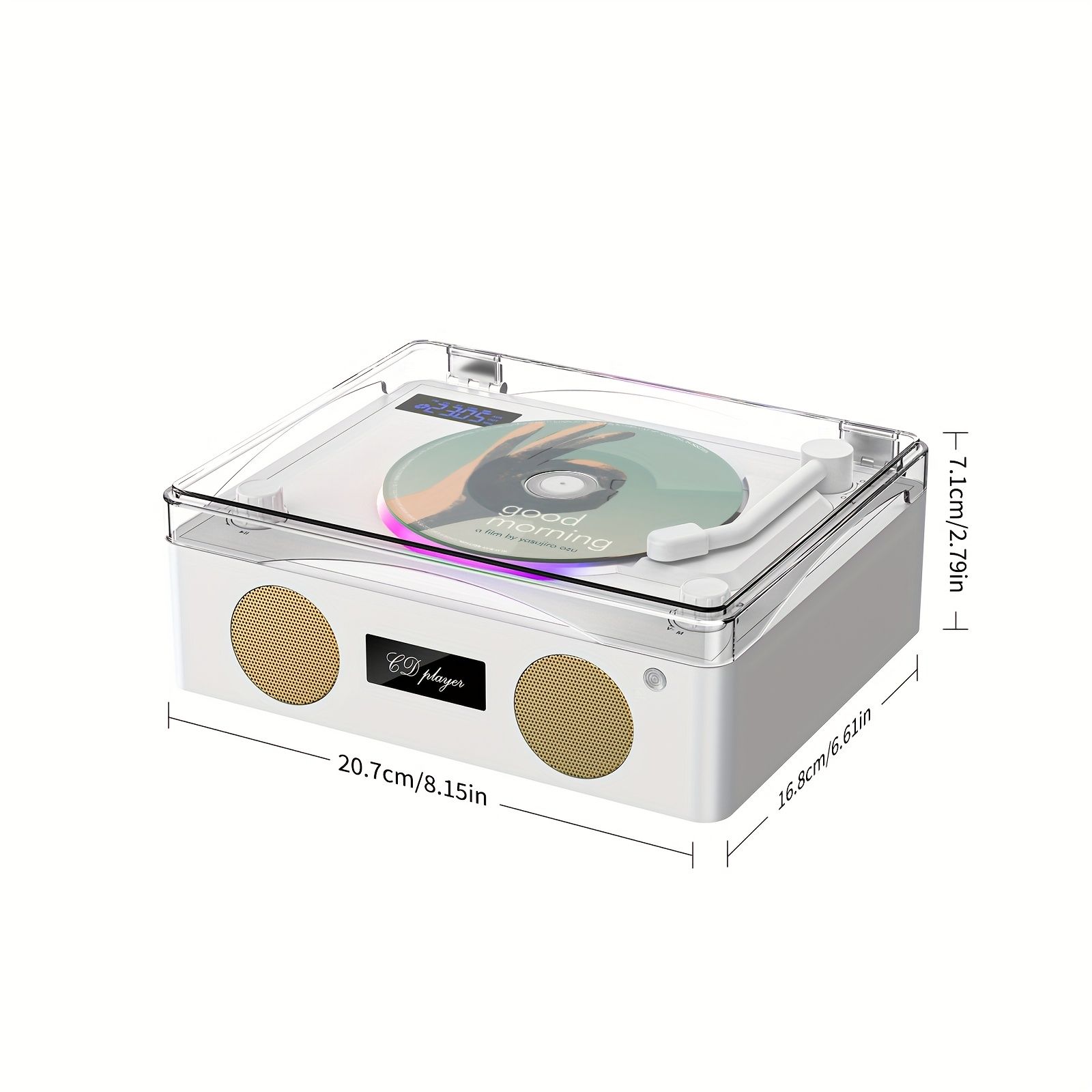 ポータブルワイヤレスCDプレーヤー デュアルスピーカー付き 充電式USB|バッテリー駆動 高音質音楽体験 リモート＆アプリコントロール 家庭 パーティー 休日 寝室の雰囲気に最適 誕生日や記念日に理想的なギフト