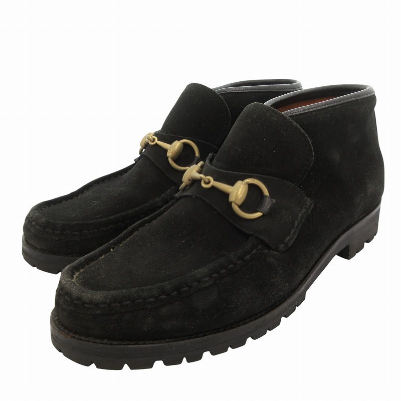 GUCCI ホースビット スエードローファー ブラック グッチ GUCCI ホースビット モカシンブーツ ローファー スエード