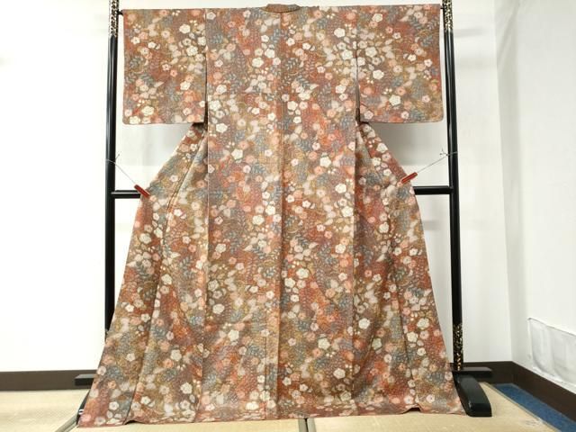 平和屋着物 上質な小紋 辻が花 手描き 絞り 金彩 ロング丈 正絹 CAAW8623yc