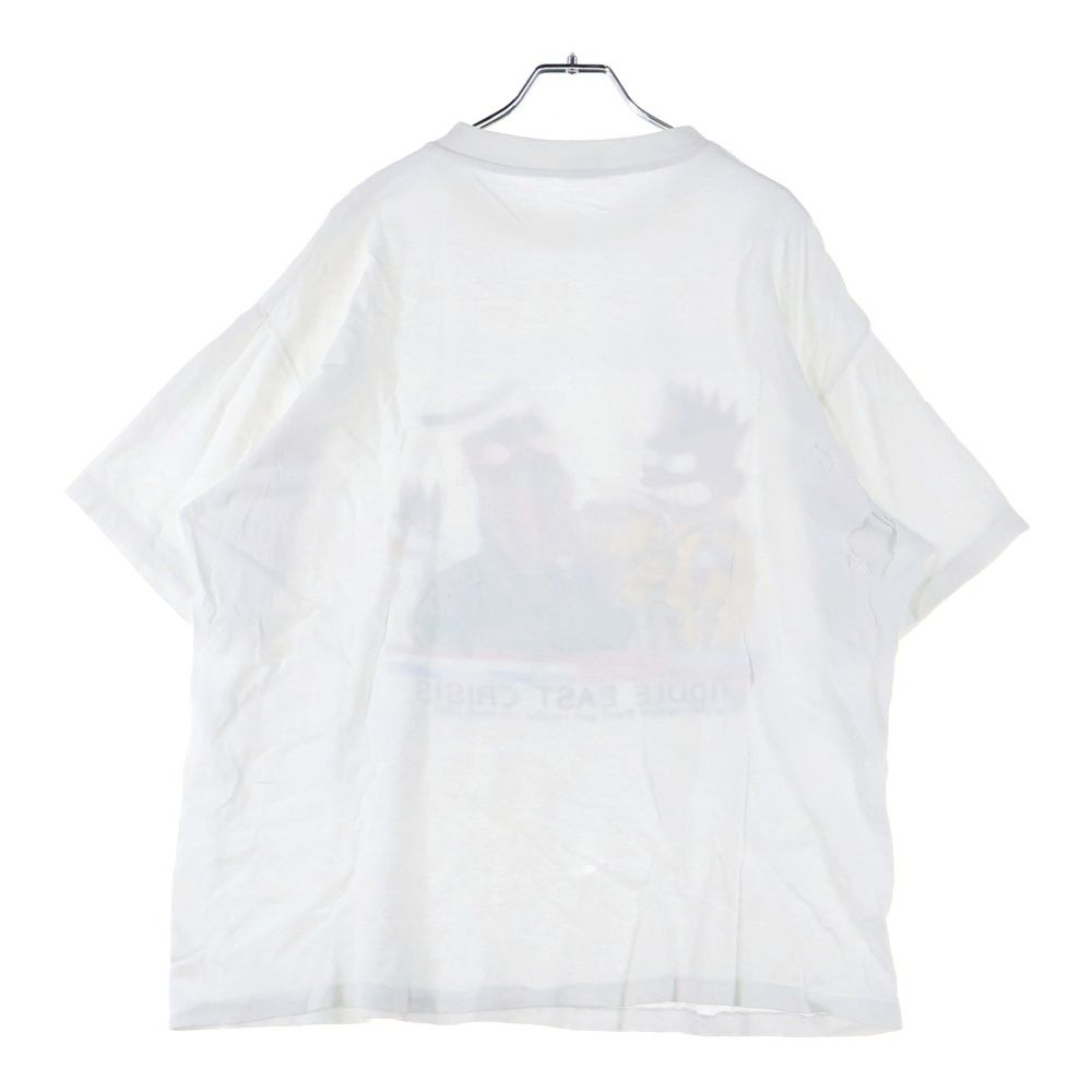 VINTAGE ヴィンテージ 90s Bootleg BART vs Hussein TEE フロントプリント半袖Tシャツ カットソー ホワイト