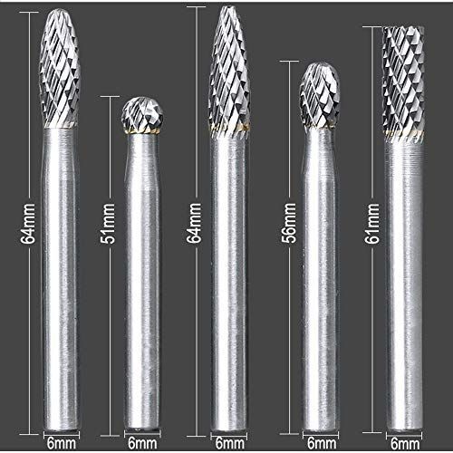Bestgle超硬カッター 5本組ロータリーヤスリ超硬バー 超硬ドリルビット用切削 研磨用 タングステンバー リューター ビット ドリル カッター 六