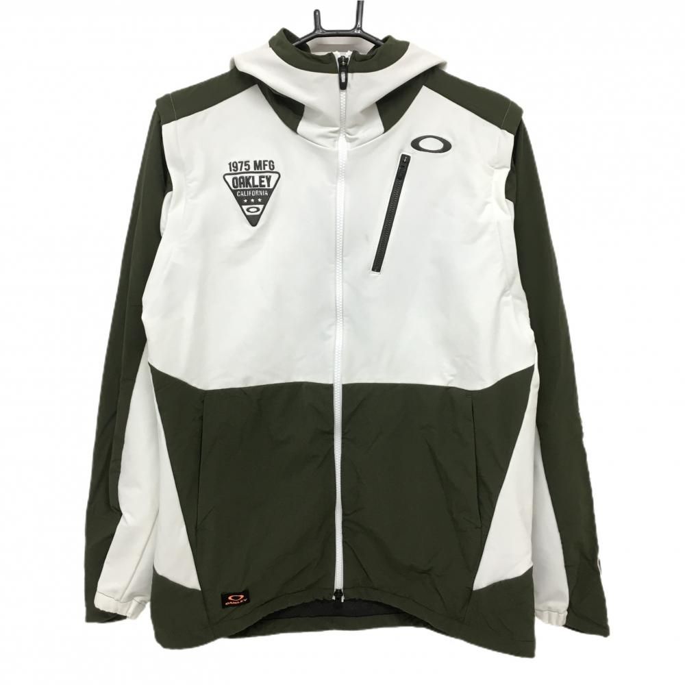 OAKLEY オークリー 2WAY ジャケット L ☆SALE価格☆オークリー 2WAYジップパーカー 白×カーキ 袖着脱可