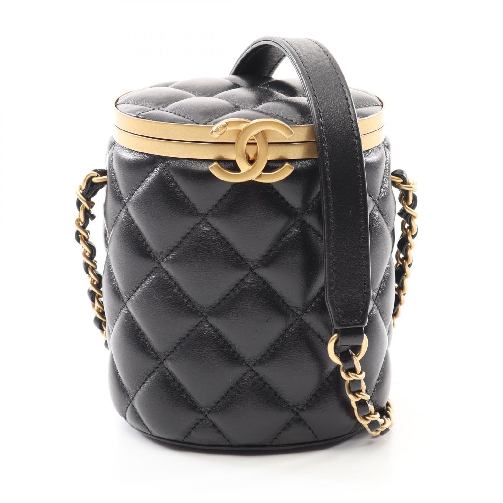 シャネル CHANEL ショルダーバッグ マトラッセ AS2640 ブラック ラムスキン 羊革 マトラッセ 筒型 チェーンショルダー レディース Used A