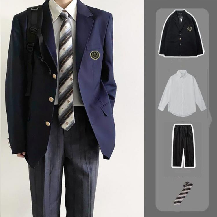 4点セット！男子高校制服 ブレザー スクールジャケット ロング