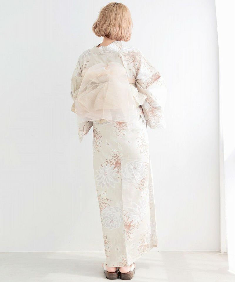 Dita 胡桃色の菊ちらし 浴衣 帯セット 2025 浴衣5点セット(ゆかた・帯・下駄・着付けマニュアル