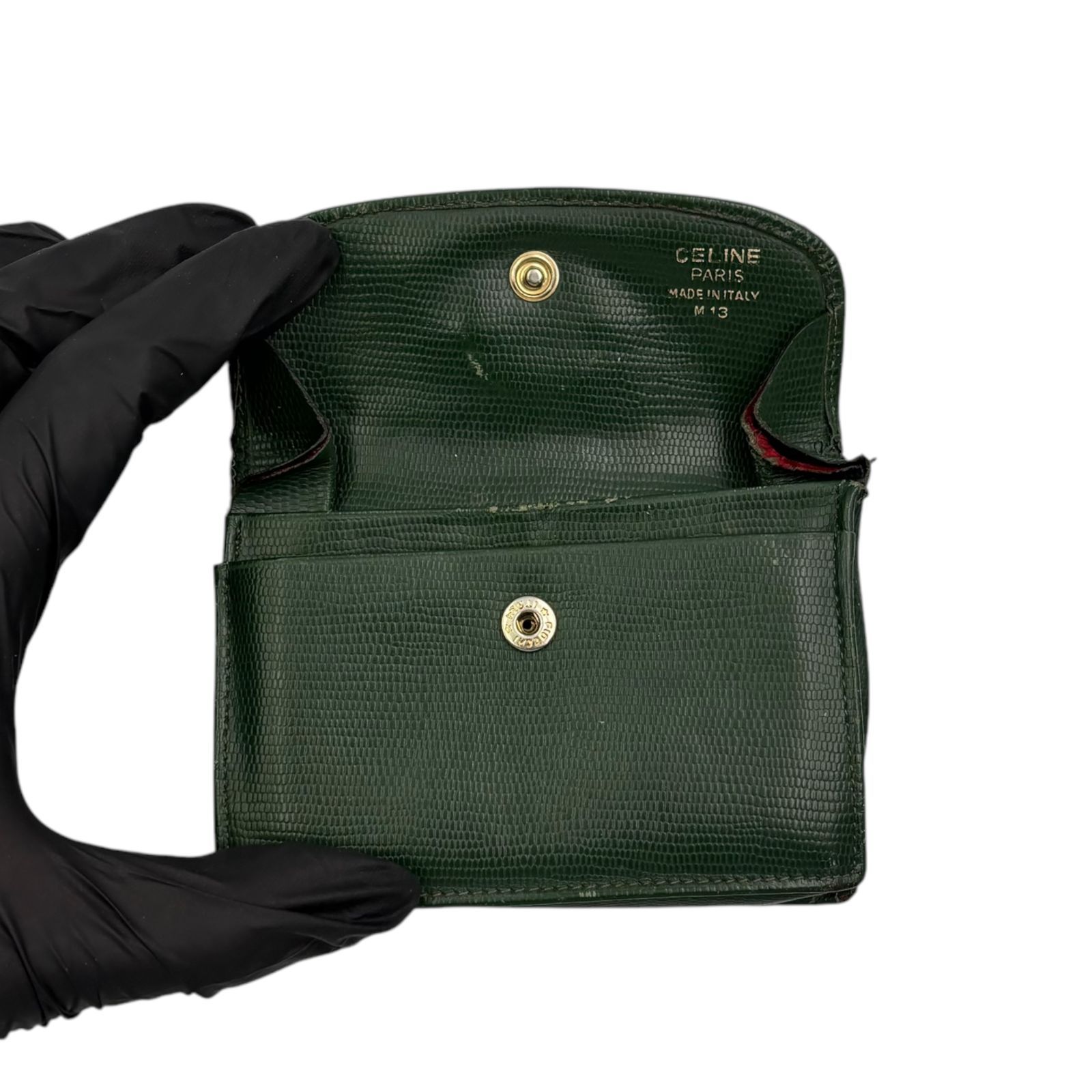 CELINE サークルロゴ がま口コインケース グリーン | Petit luxe