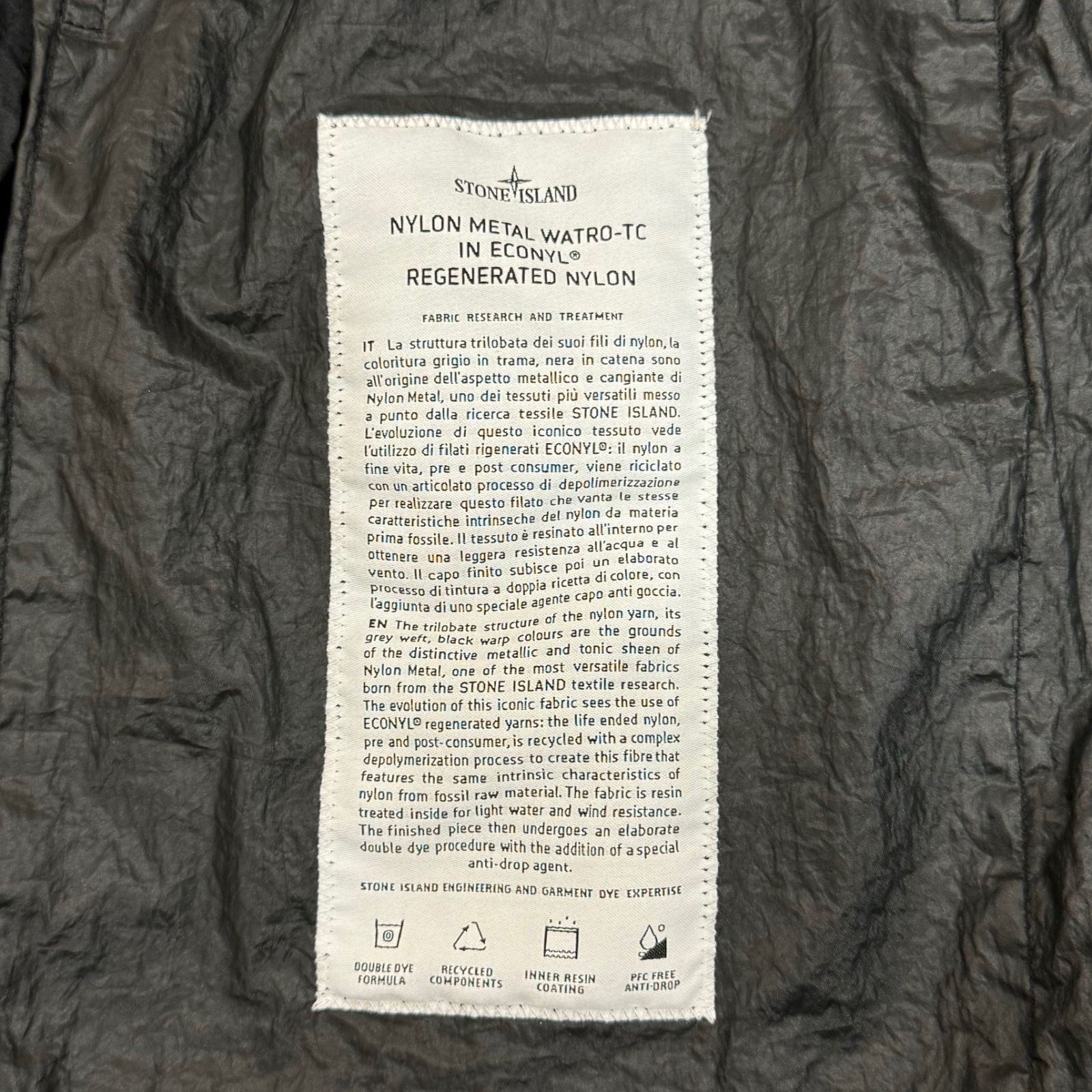 【国内正規品】STONE  23ss ナイロンメタル ジャケット 国内正規品】STONE ISLAND 23ss ナイロンメタル ジャケット