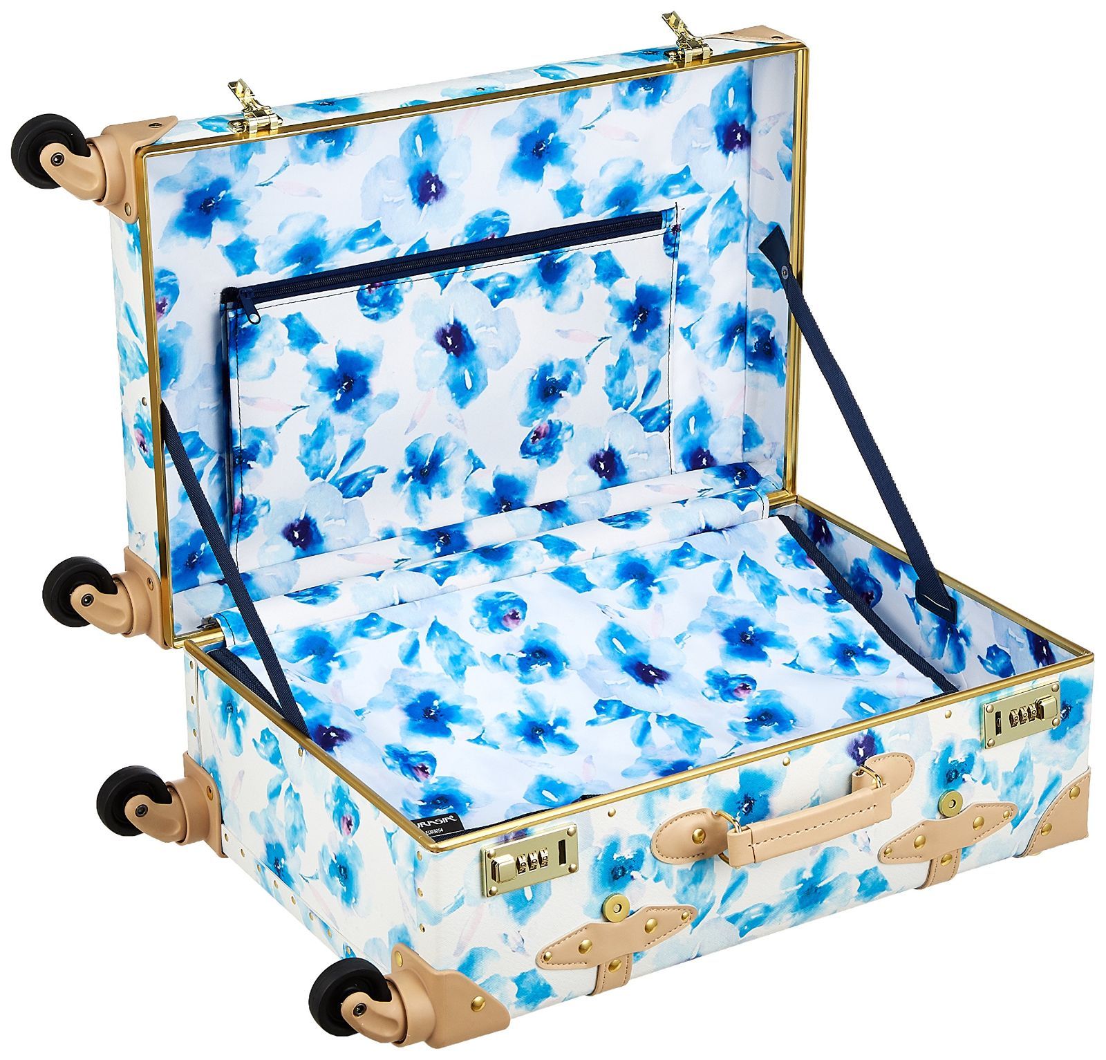 【お中元ギフト】 新着商品 53 cm 36L 3.8kg スタイリッシュなユーラシアトランク トランクキャリー ハナガラ トランクケース ブルー|ヌメ シフレ