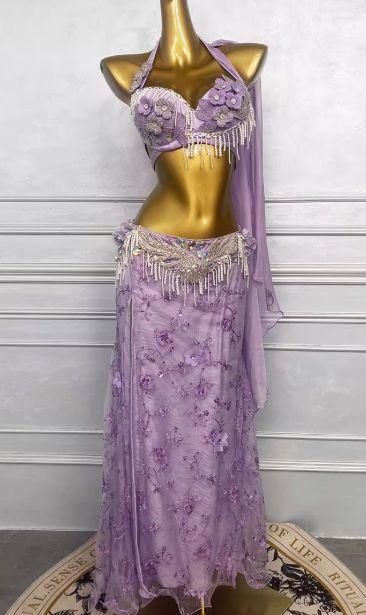 ベリーダンス オリエンタル衣装 レースパープル ブラスカート オーダーメイド WHITEMONARCHHOTEL_COM