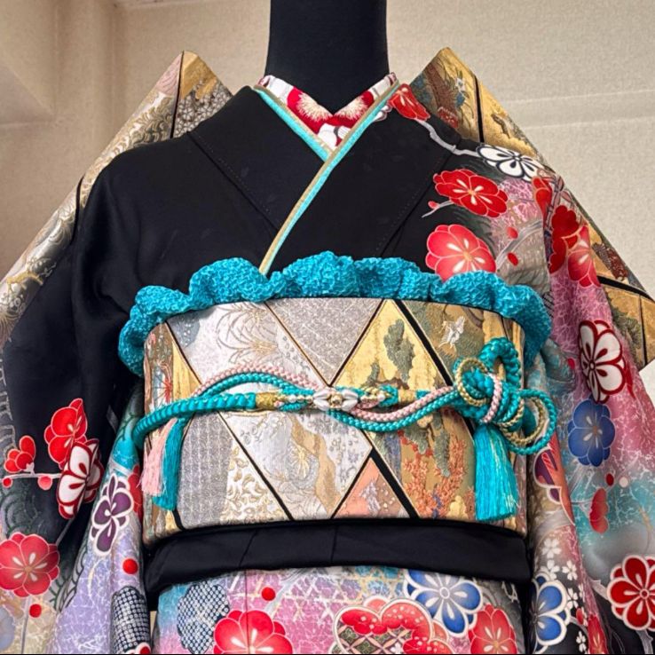 振袖フルセット 6点 古典柄 金駒刺繍 金銀彩 箔 谷崎潤一郎の世界 落款有