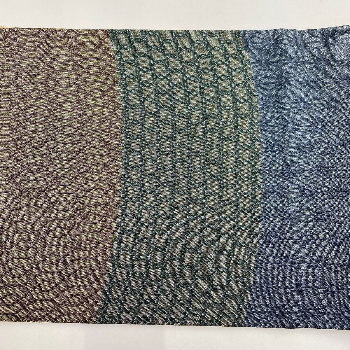 ［六通］　袋帯　新品未使用品　麻の葉文様　430cm O-619 袋帯 美品 秀品 麻の葉 段縞 青灰色 六通 正絹 【中古】 - メルカリ