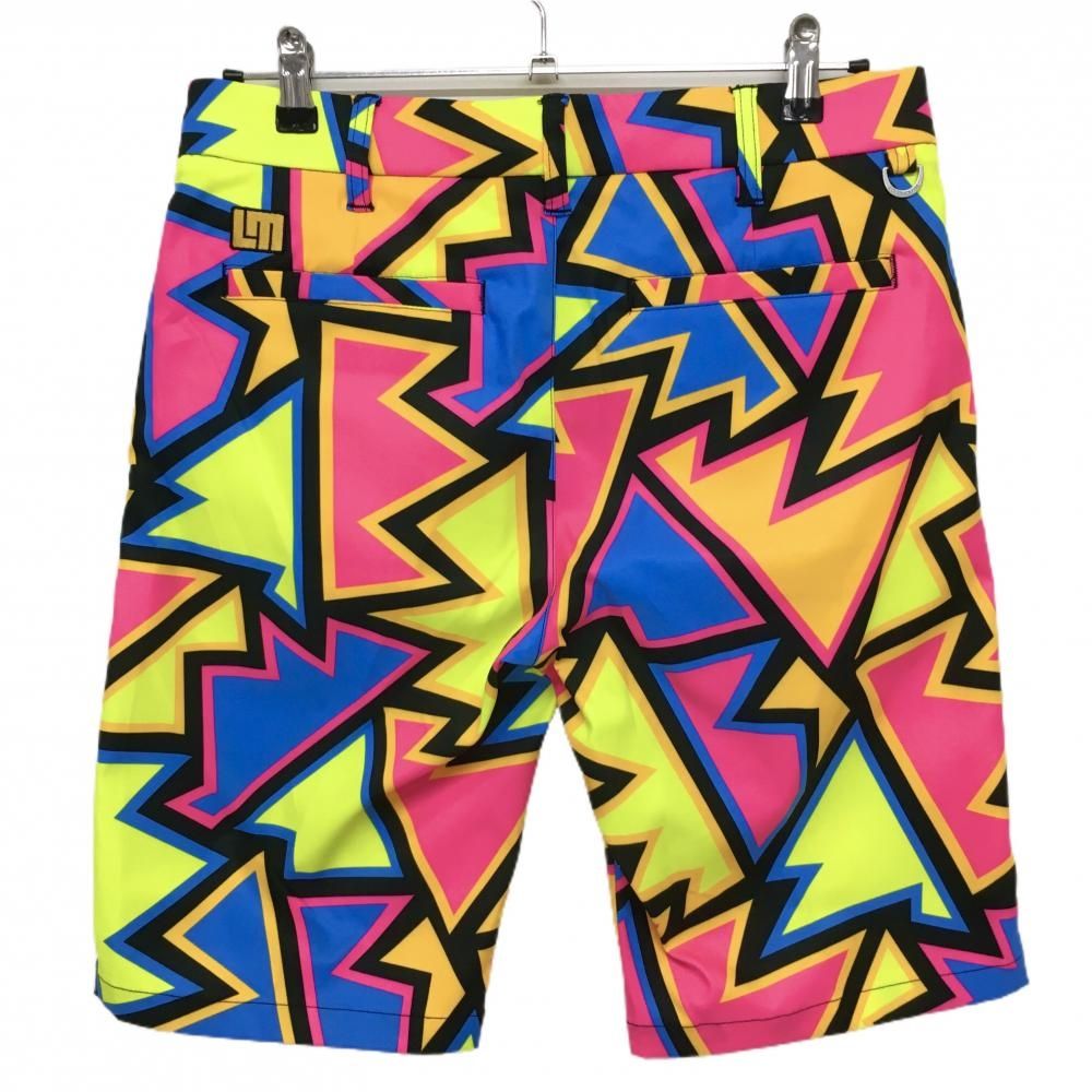 超美品】ラウドマウス ハーフパンツ ブルー×蛍光ピンク×蛍光イエロー 総柄