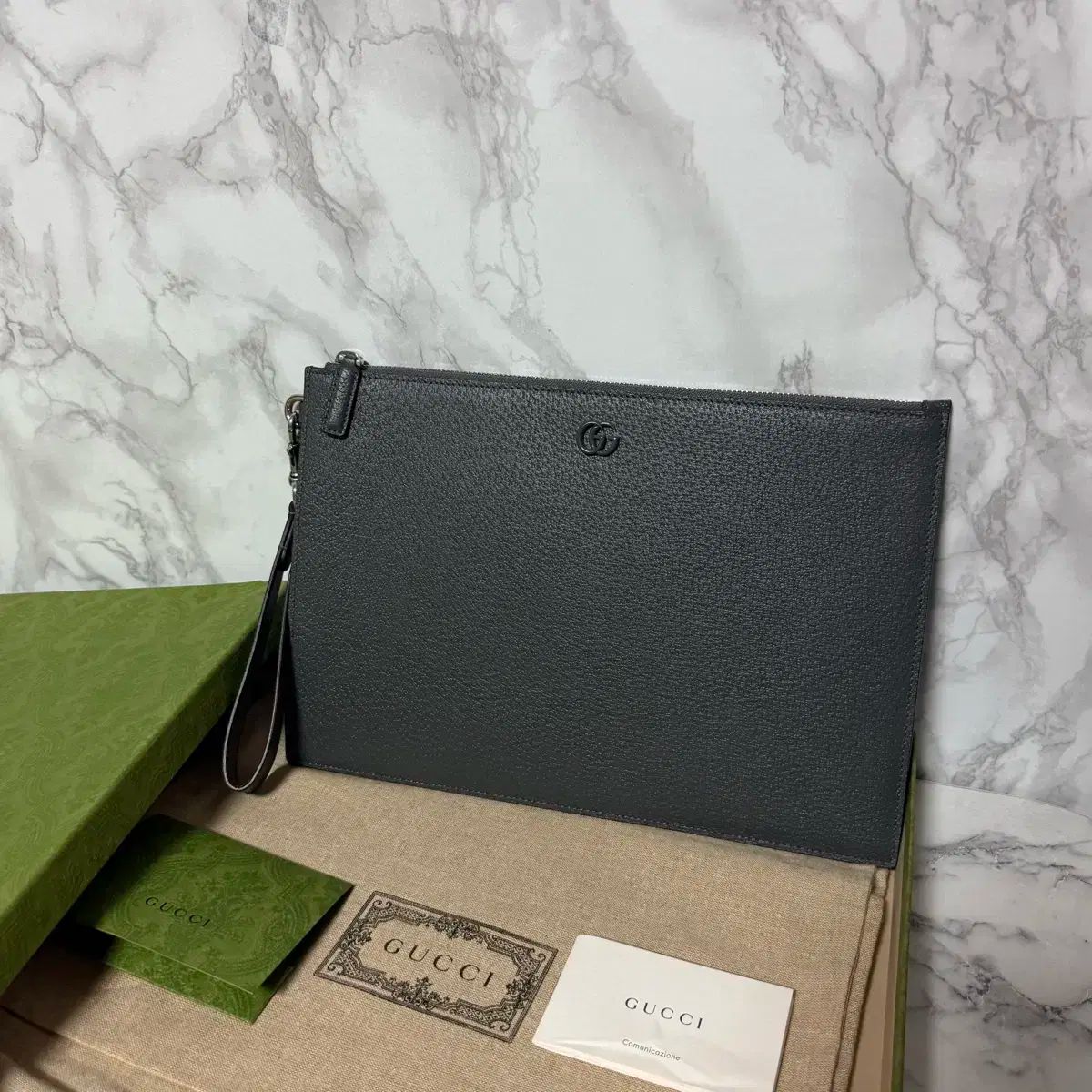 GUCCI グッチ マーモント クラッチ グレー