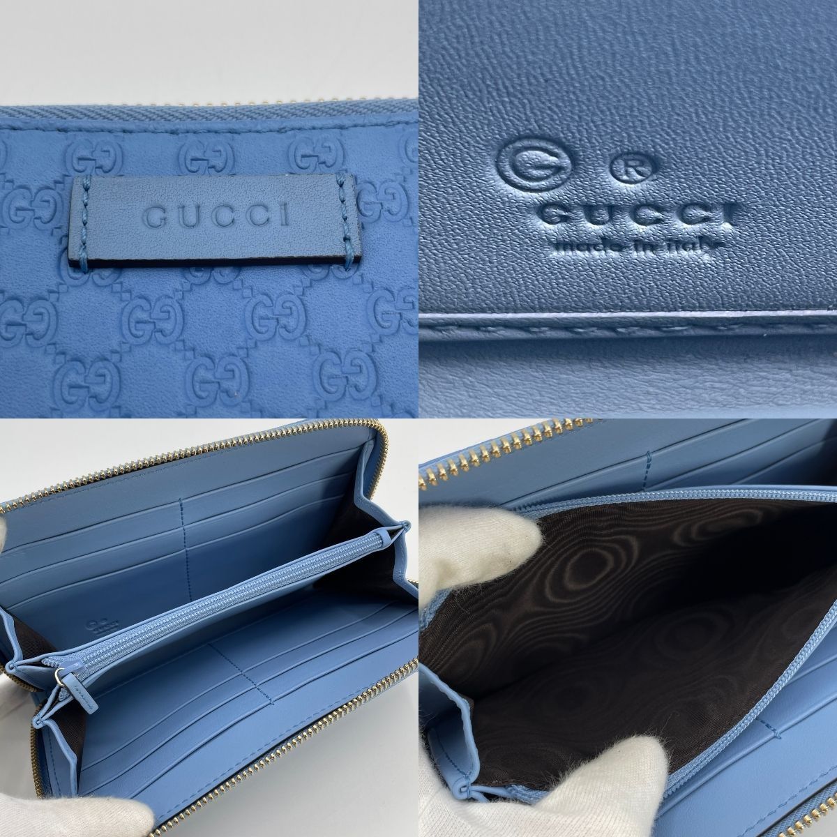 GUCCI グッチ マイクロシマ ラウンドファスナー 449391 長財布 ライト 