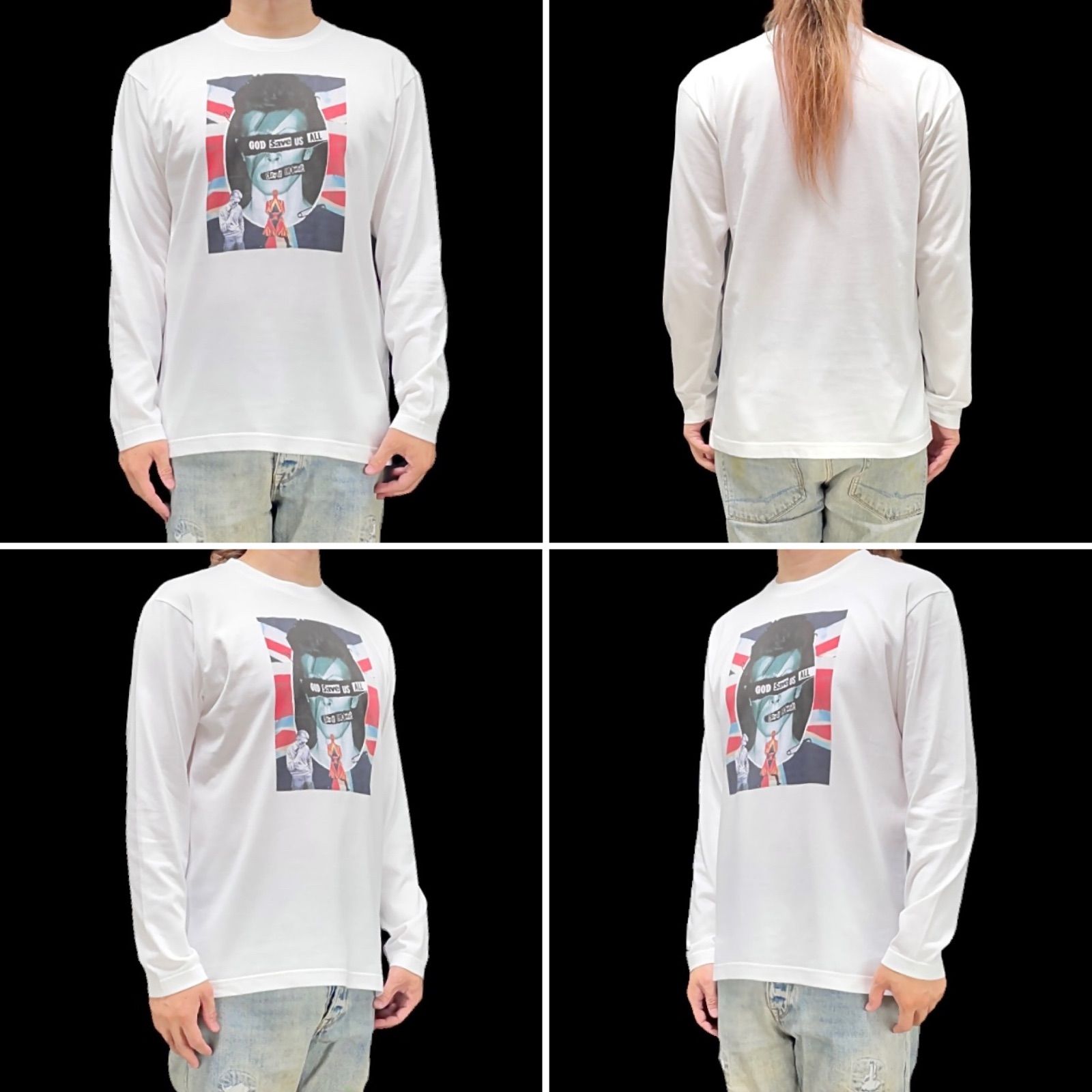 オリジナル ロンT 長袖Tシャツ デヴィッドボウイ BOWIE アースリング 