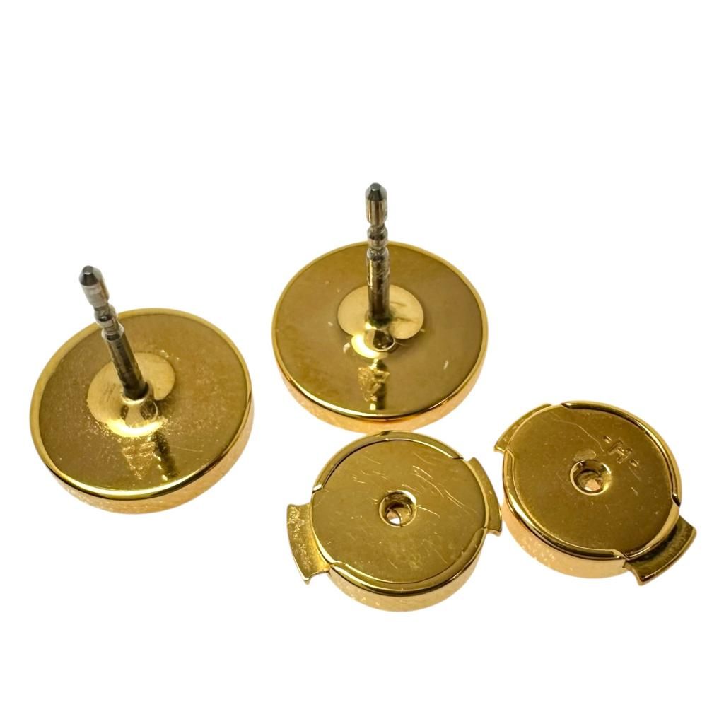 HERMES/エルメス】ラウンド ロゴ ピアス GP 4.7g ゴールド