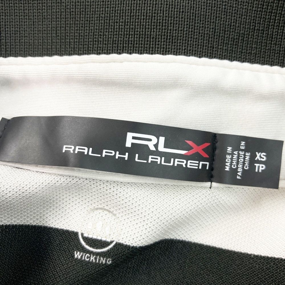 サイズ：XS RLX ラルフローレン 半袖ポロシャツ ボーダー柄 ブラック系