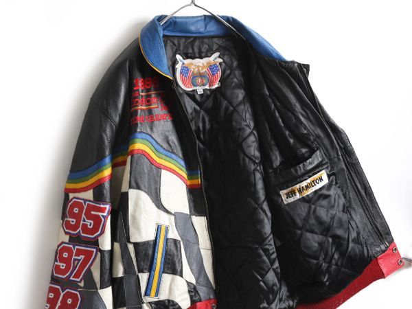 90s ジェフハミルトン 本革レザー レーシング ジャケット JH DESIGN