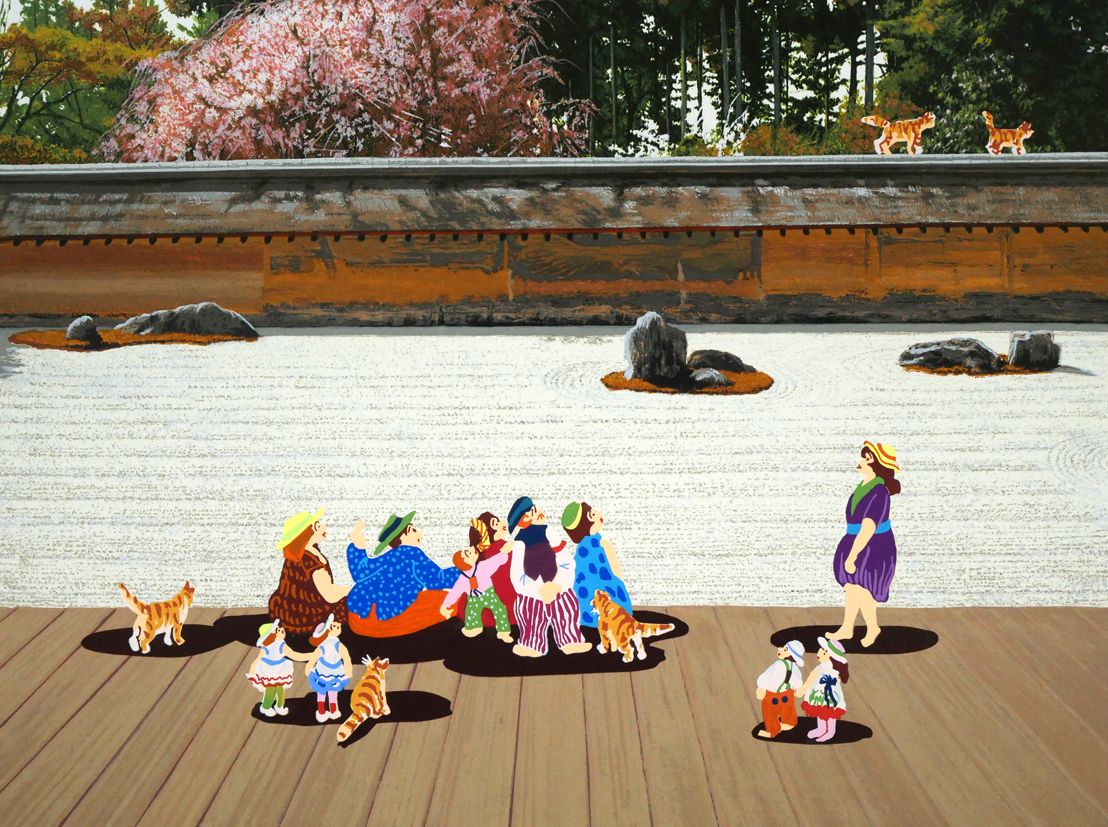 鈴木英人 夢見る街角 風景画 作家直筆サイン 額新品 車 版画 絵画 真作