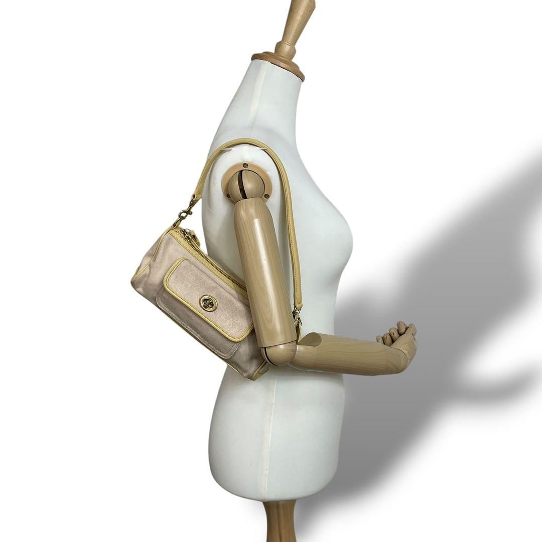 5003 COACH コーチ ミニショルダーバッグ キャンバス ベージュ