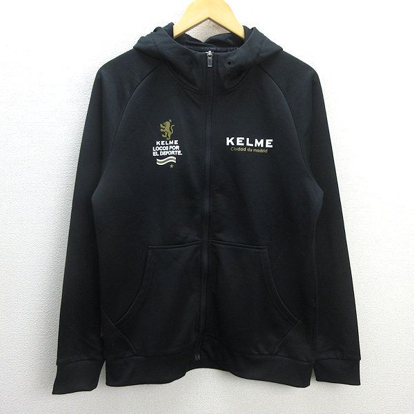 G■ケルメ/KELME フルジップパーカー/トレーニングウエア/サッカー・フットサル【L】黒/MENS/37【中古】■