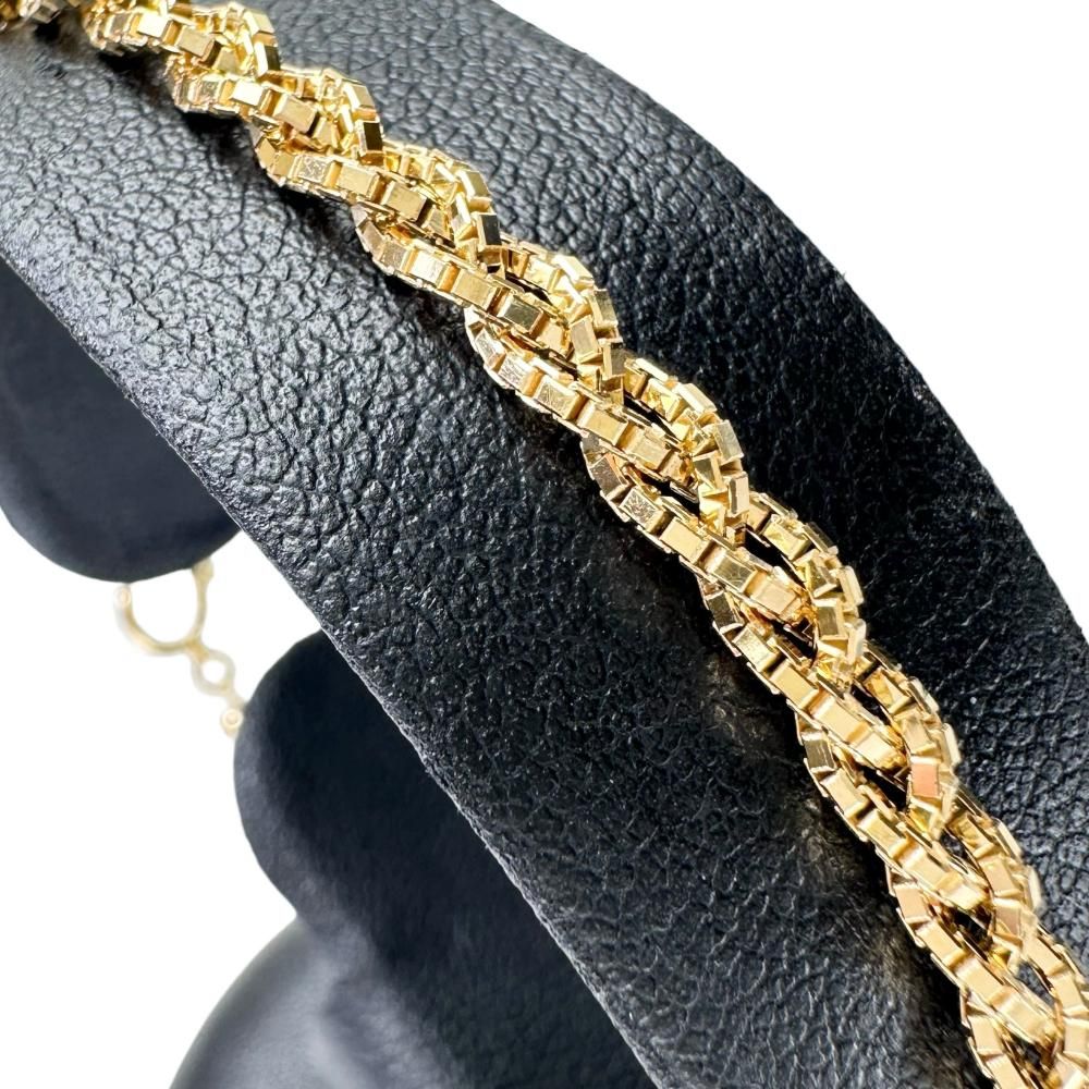 ブレスレット ベネチアンチェーン3連 編み込みデザイン K18 - メルカリ 