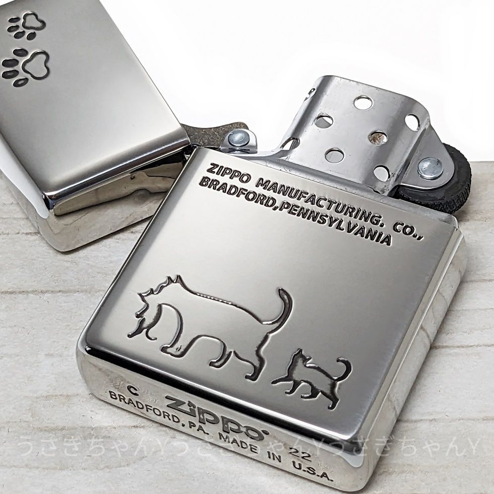 zippo☆cat family☆アンティークシルバー☆ジッポ ライター - smoking 