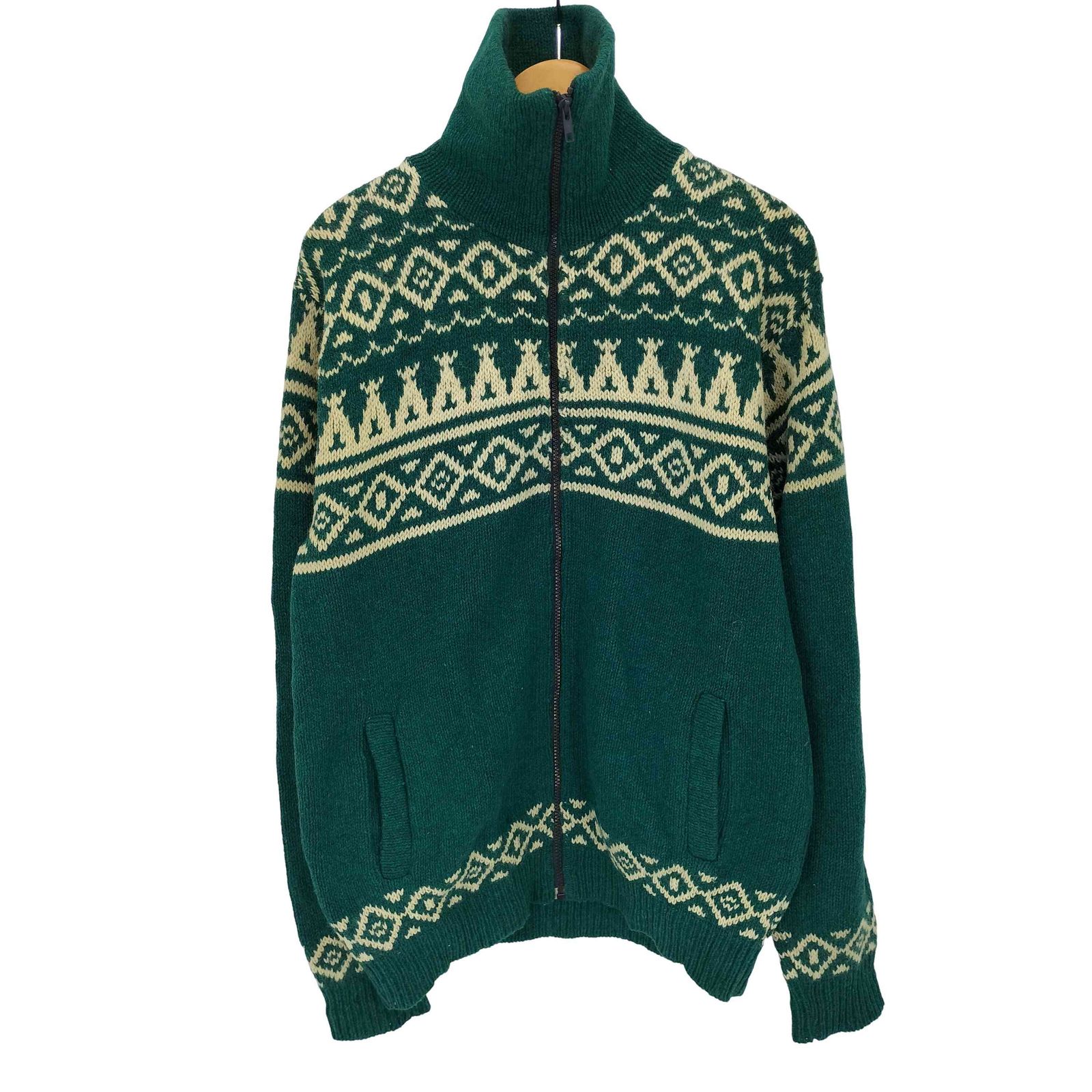80s USA製 エルエルビーン ノルディックニットセーター ジップアップ. エルエルビーン L.L.Bean 80S MADE IN USA ノルディックジップ