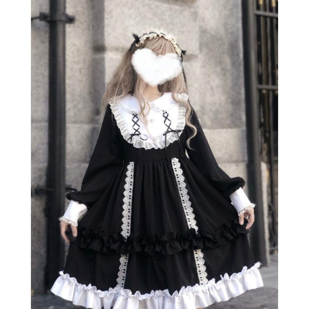 ドレス　M ブラック　ロリータ ゴスロリ　リボン　可愛い　フリル　コスプレ dn031m3_7.jpg