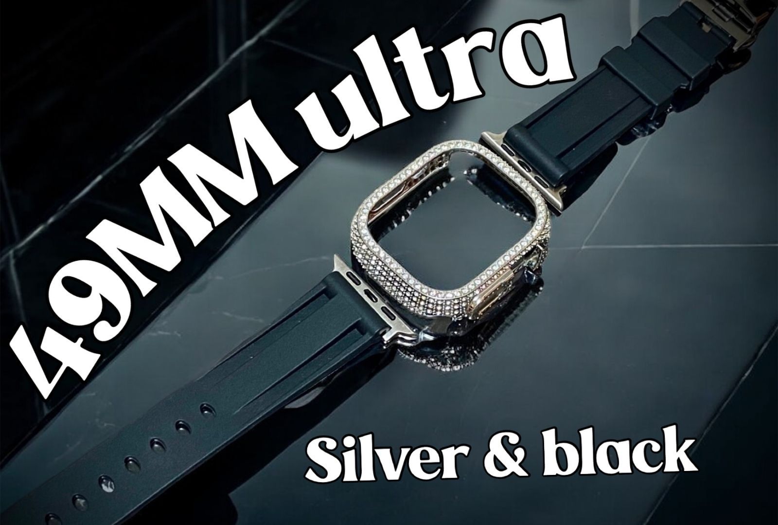 ultra 49mm アップルウォッチ ケースカバーApple Watch. カスタム ベルト ラバーバンド キラキラ カバー ケース 28