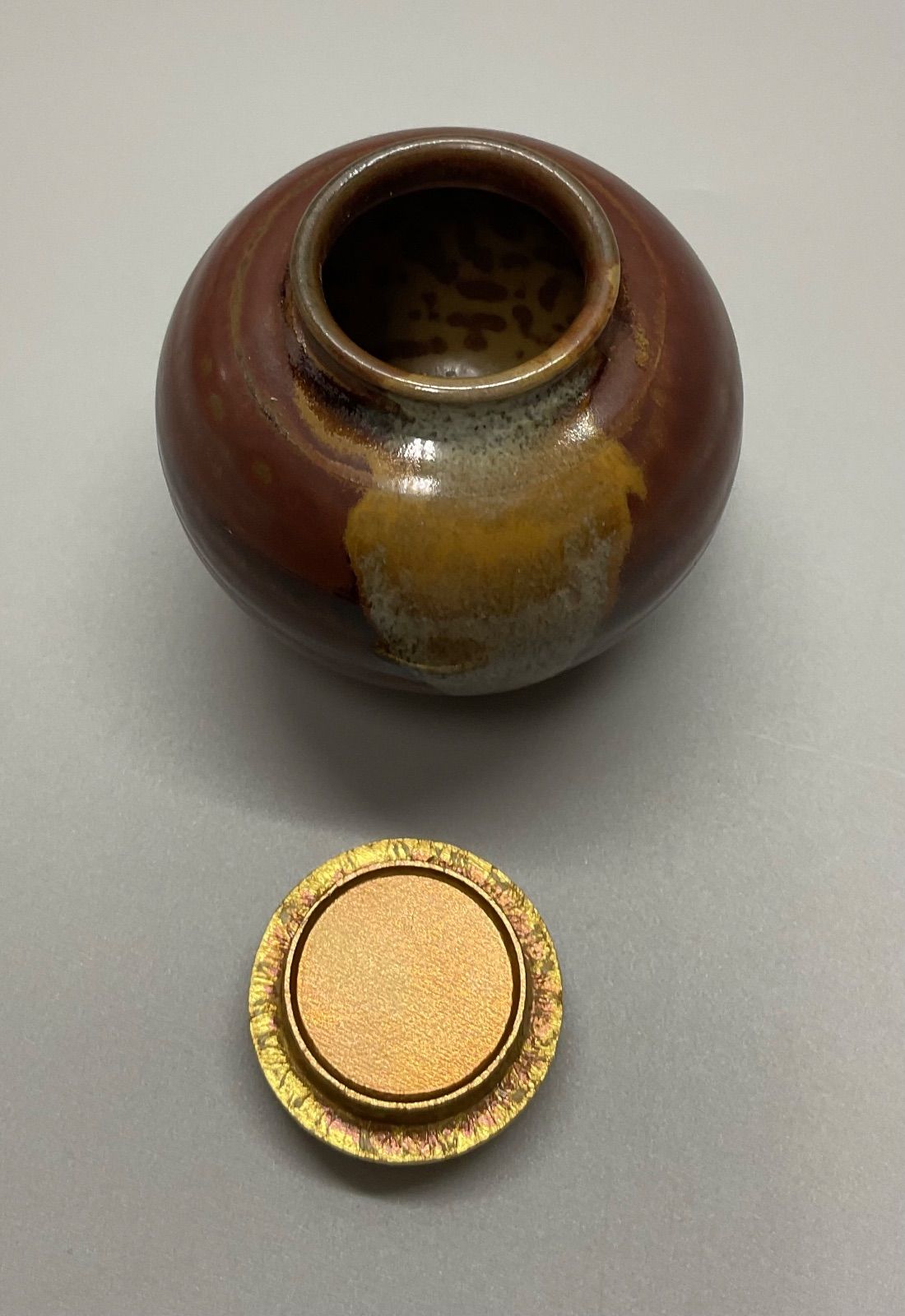 S15 高取喜恵 高取焼 文琳茶入 茶入 仕覆付 共箱 茶道具 茶器 重