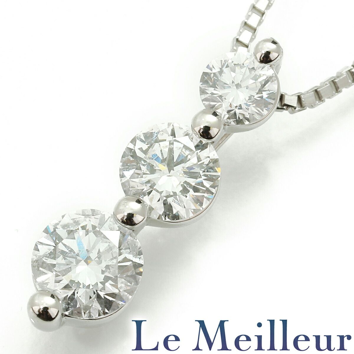 Iラインネックレス ダイヤモンド 0.70ct Pt900 中古 プレラブド 返品OK  