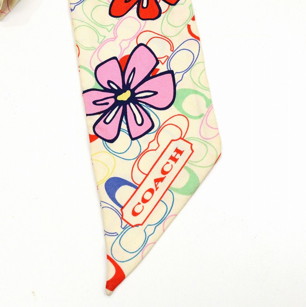 COACH コーチ スカーフ シグネチャー シルク リボン フラワー 花