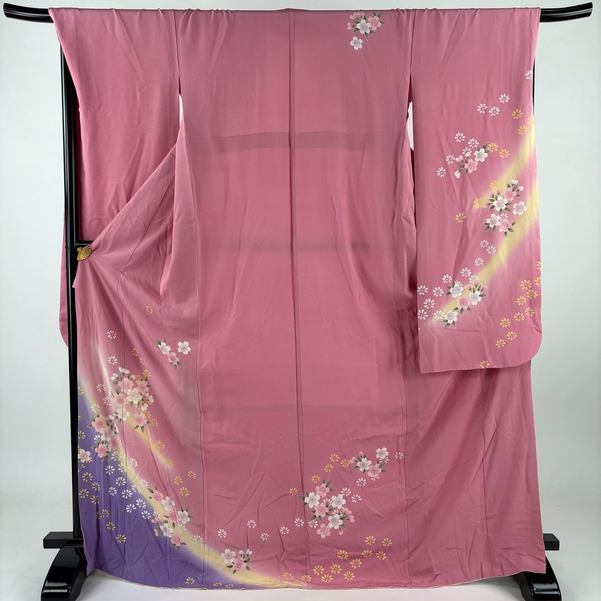 振袖 身丈172.5cm 裄丈68.5cm L 袷 桜 花 染め分け ぼかし ピンク 正絹