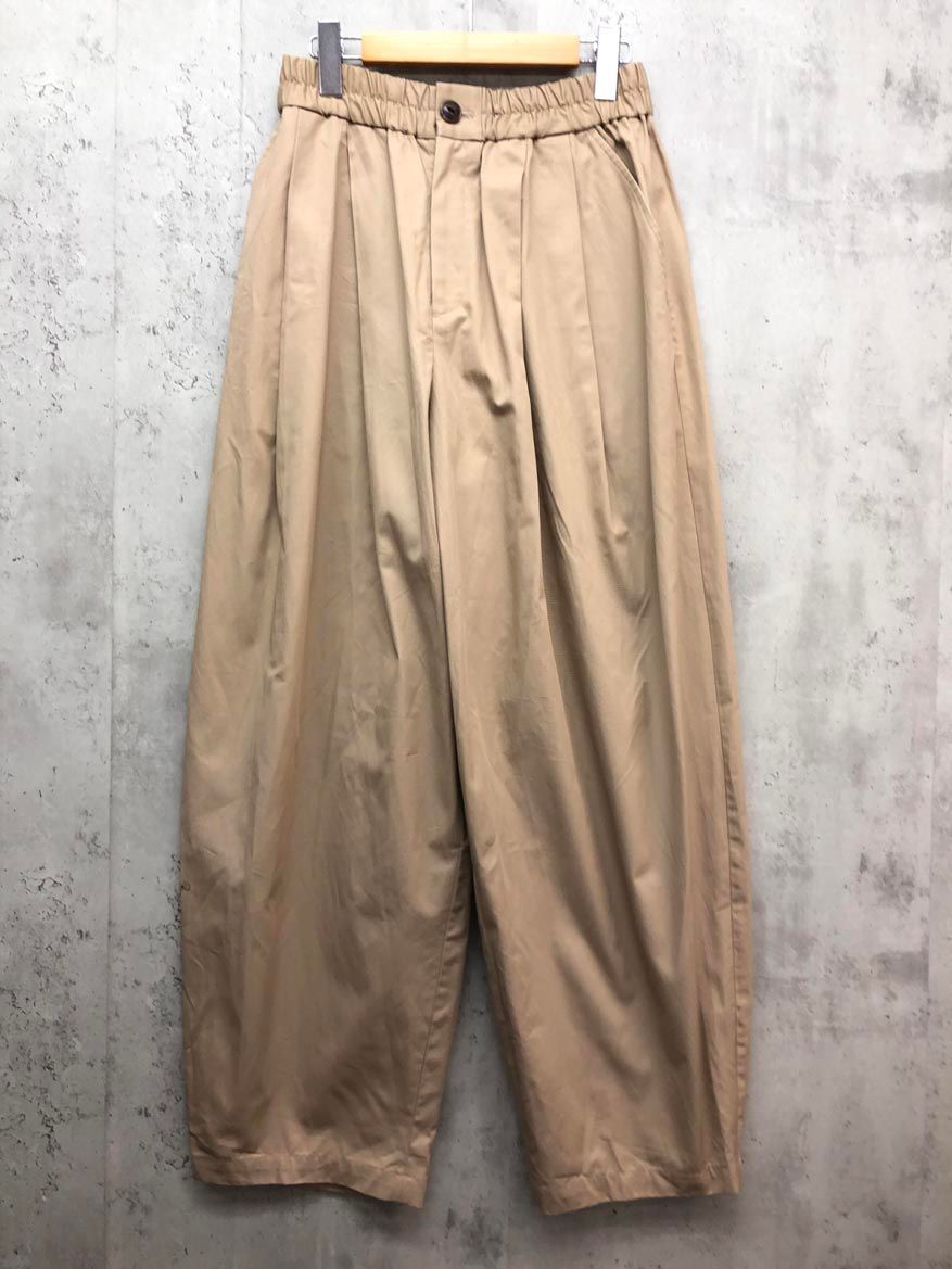 BABILONE バビロン ツイル タック ボリューム パンツ sizeF|ベージュ ◎レディース
