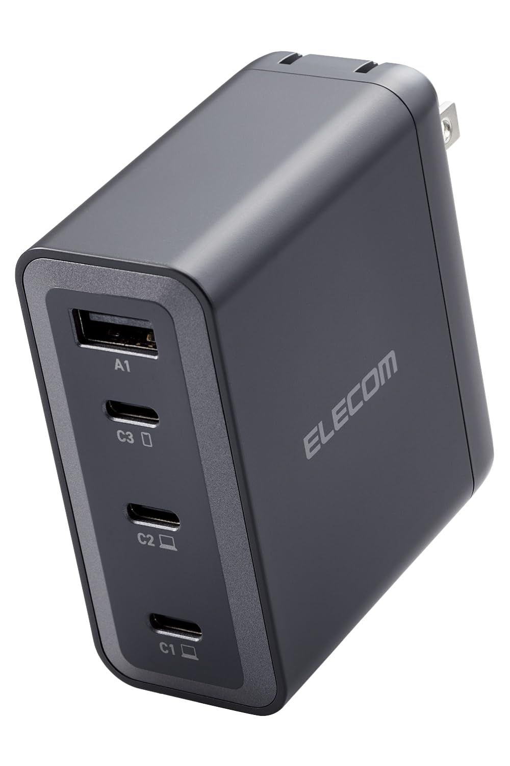 エレコム 充電器 150W USB PD対応 4ポート Type-C×3 1ポート最大100W 折りたたみ式プラグ GaN採用 PPS対応 温度保護機能 ブラック EC-AC67150BK 150W