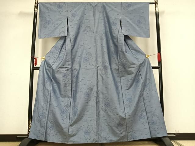 【激安!正規品!!】 平和屋着物 本場大島紬 単衣 雪輪唐草文 正絹 AABB2264fy