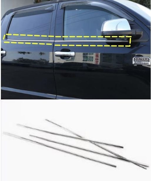 外装4個セット トヨタ タンドラ XK50 2014 - 2021年 サイド ドアウィンドウ デコレーション フレームトリムカバー