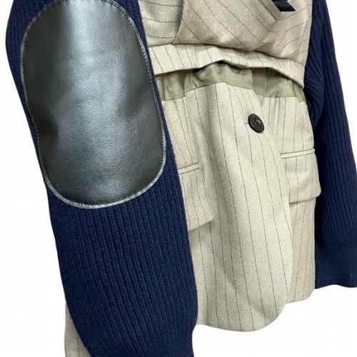 サカイ sacai 22AW ジャケット ドッキング ニット セーター 紺 ベージュ ネイビー 2 22-06328 ■GY41 レディース サカイ sacai 22AW 22AW ジャケット ドッキング ニット セーター