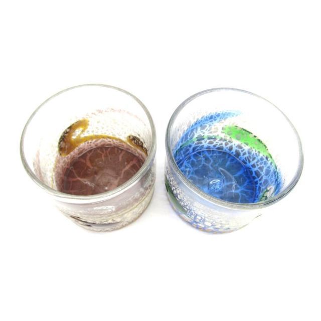 出産祝い 稲嶺盛吉 沖縄工芸 ペアグラス ロックグラス 琉球ガラス 工芸品