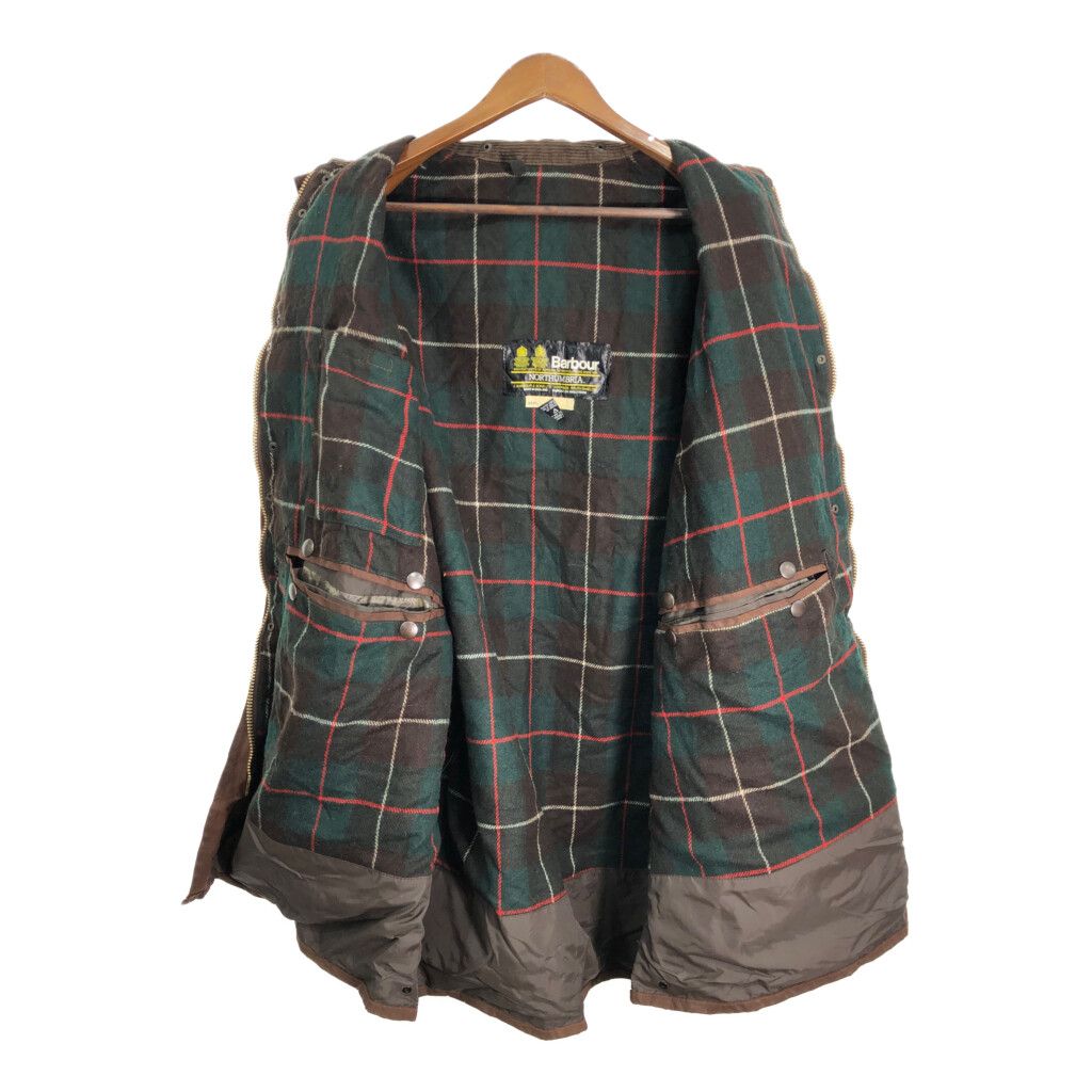 80年代 イングランド製 Barbour バブアー NORTHUMBRIA ノーザンブリア オイルドジャケット ブラウン (メンズ 117CM) 中古 古着 R7204