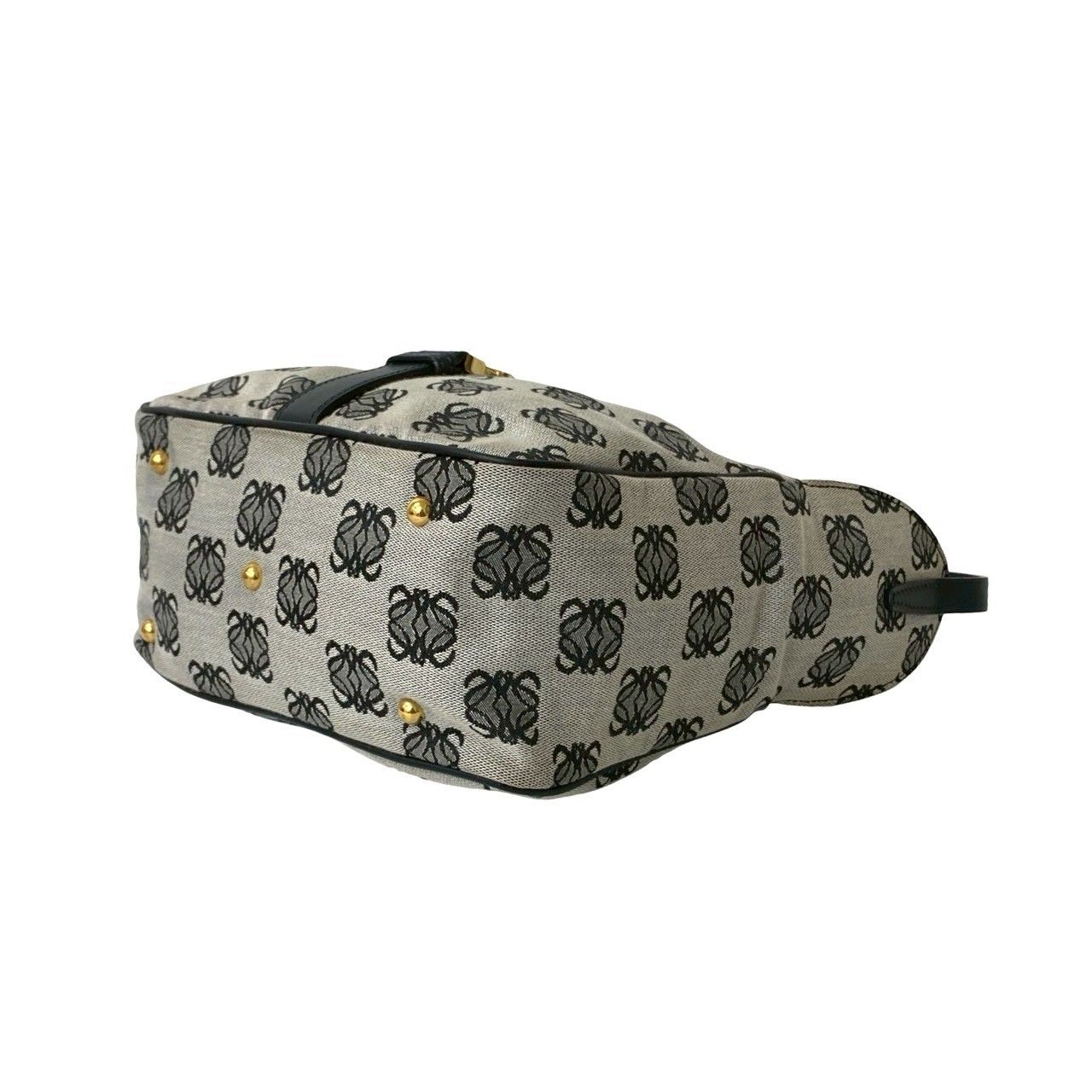 【美品】LOEWE ロエベ ハンドバッグ リピートアナグラム 総柄 キャンバス ロエベ リピートアナグラム キャンバス トートバッグ ベージュ