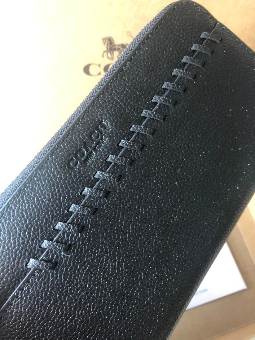 COACH 長財布 ベースボール ステッチ レザー ブラック F21369 - 【国内