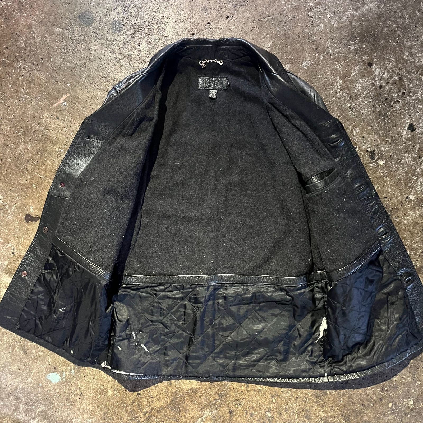 J.CREW 黒 レザー コート J.CREW 肉厚 レザー ジャケット Tバック 黒 XL カーコート
