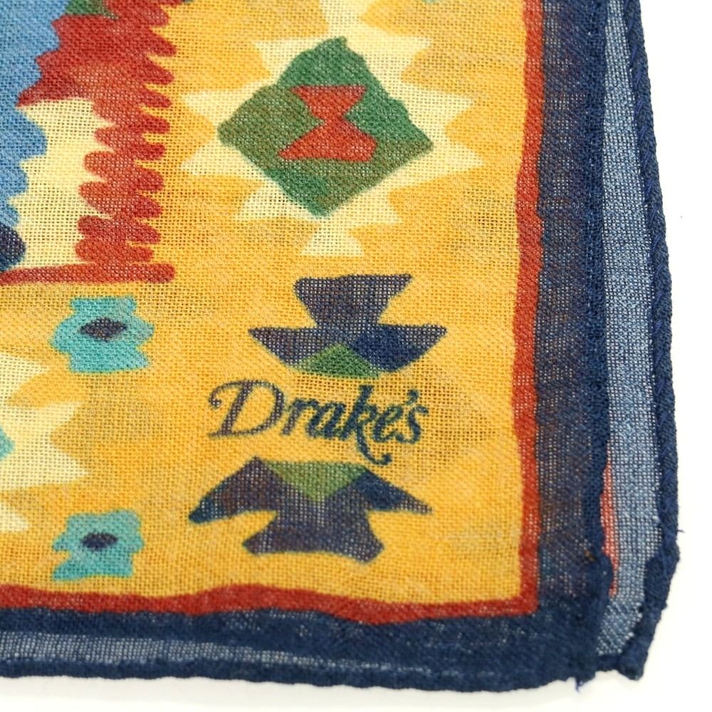 【未使用】Drake's ポケットチーフ ハンカチ ドレイクス 新品アウトレット】ドレイクス DRAKES ウールシルク ドット柄