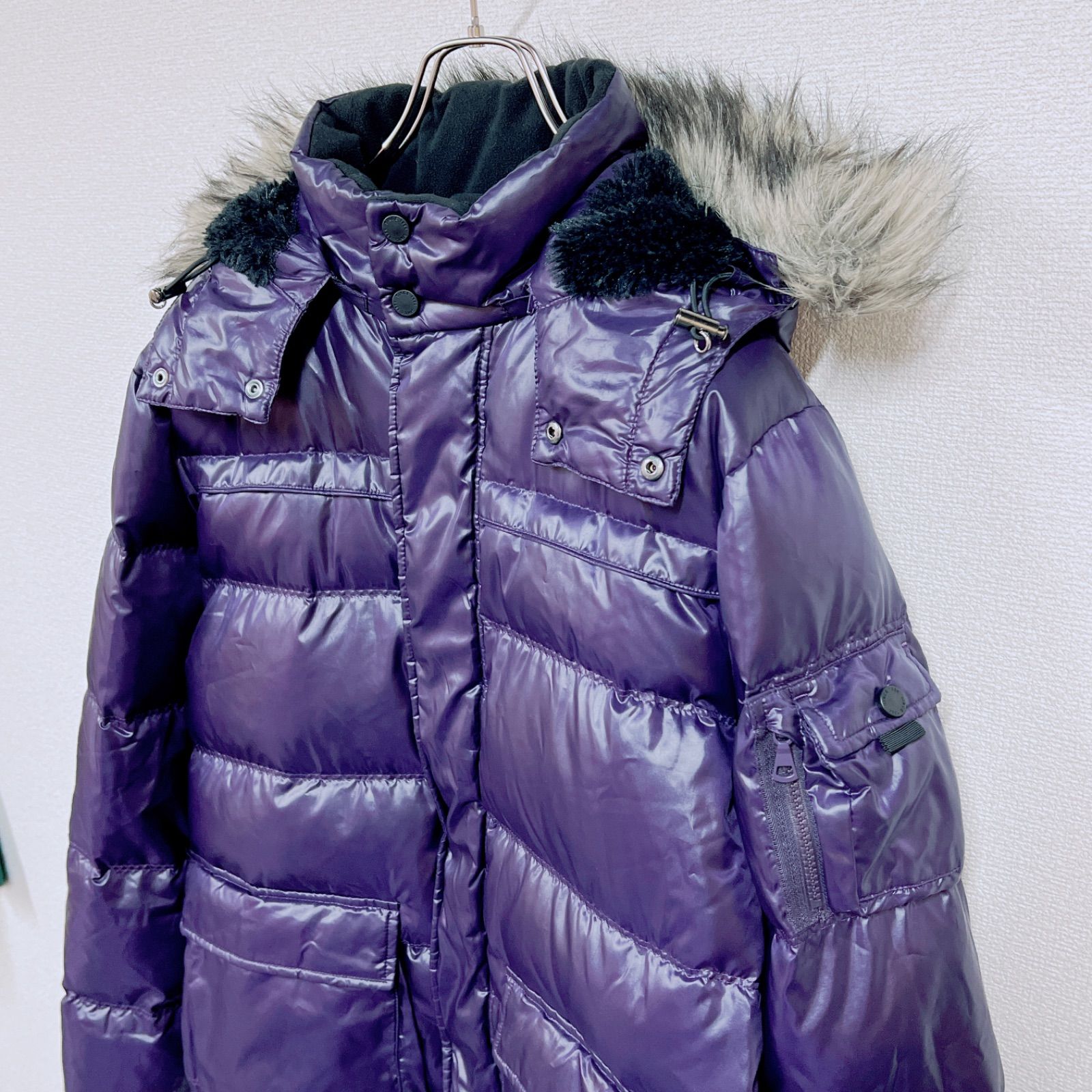 UNIQLO　ユニクロ　パープル ダウンジャケット フード付き　中古 ユニクロ UNIQLO ウルトラライトダウン サイズL 紫⁄パープル フード付きジャケット