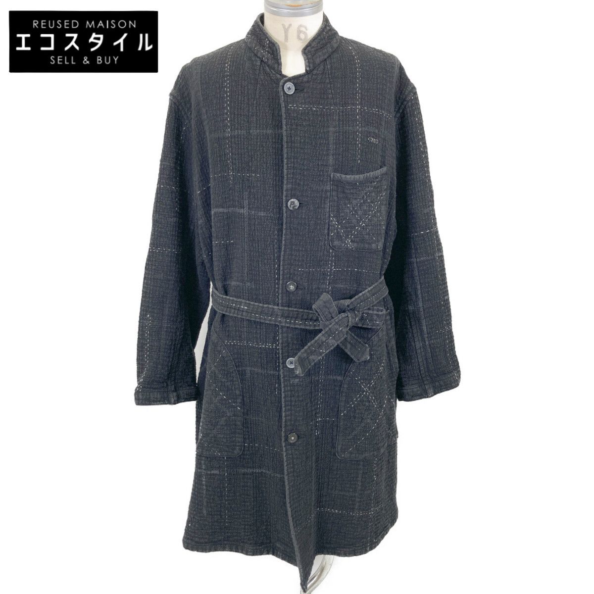 Porter Classic ポータークラシック 銀座店 SASHIKO LOVE GINZA 2019 SASHIKO BLACK COAT 刺し子 ブラック ベルテッド L