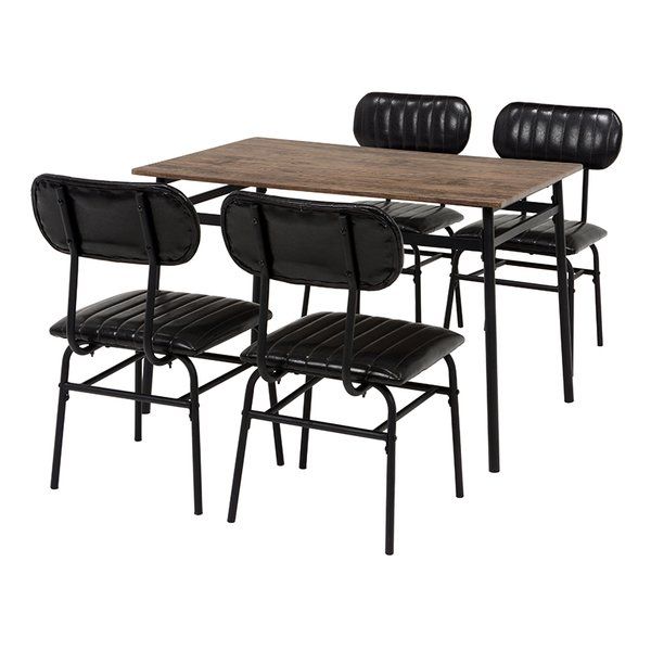 【新品】萩原  ハギハラ ダイニング5点セット 4人掛け テーブル×1、チェア×4 ブラック LDS-4885BK (2518506)