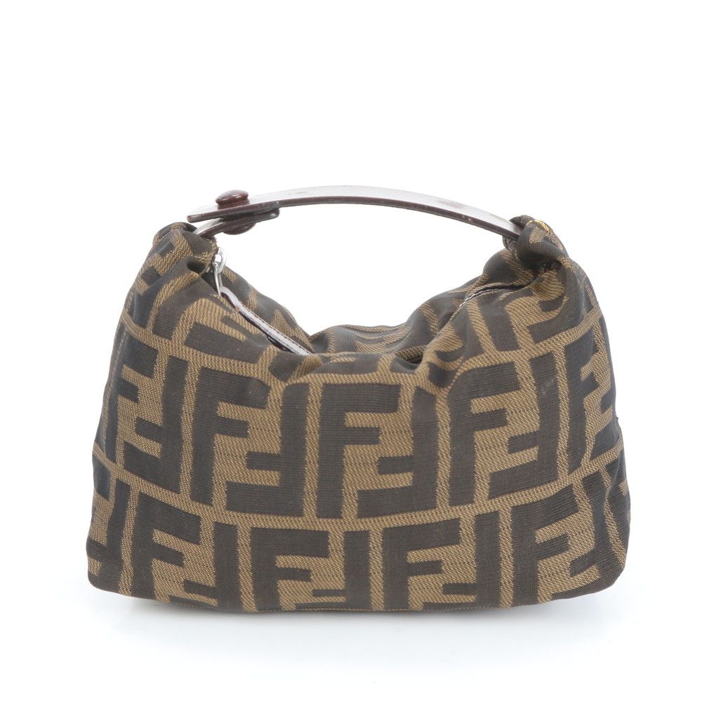 極美品 フェンディ ズッカ キャンバス ミニ ハンドバッグ ポーチ